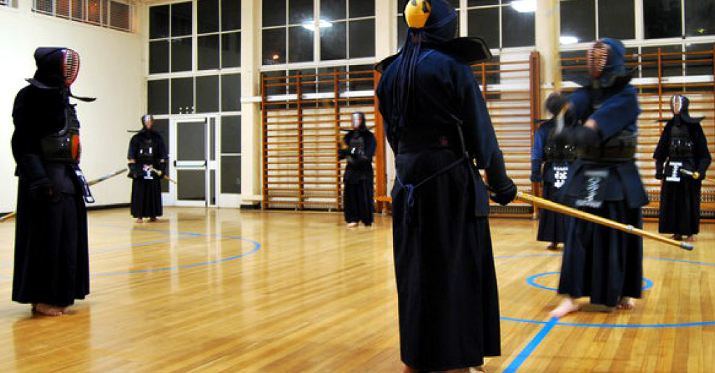Bristol Kendo training listening to sensei